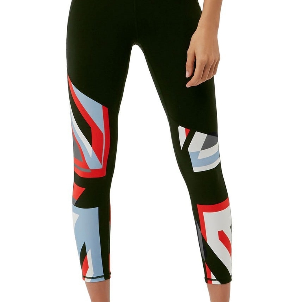 Sweaty Betty London Flag The Power Union Jack Black 7/8 Leggings Size XS